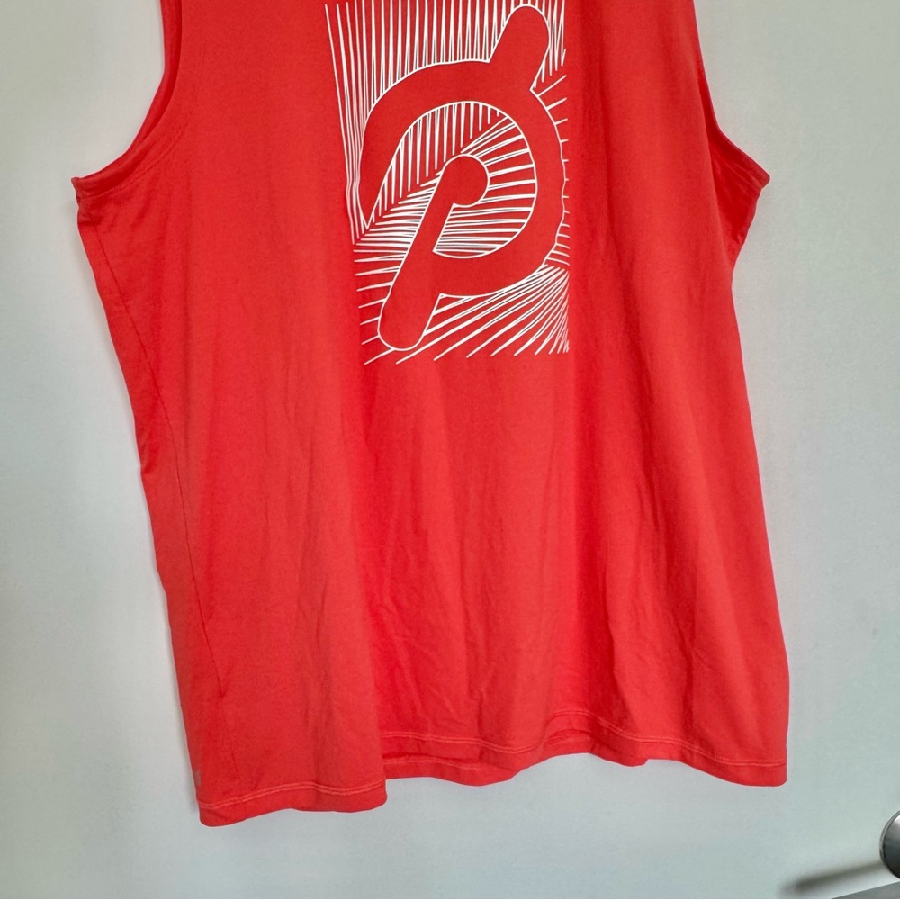 Men’s Large Peloton Orange Coral Sleeveless Workout Tank Top Active Gym Athletic - Picture 5 of 8
